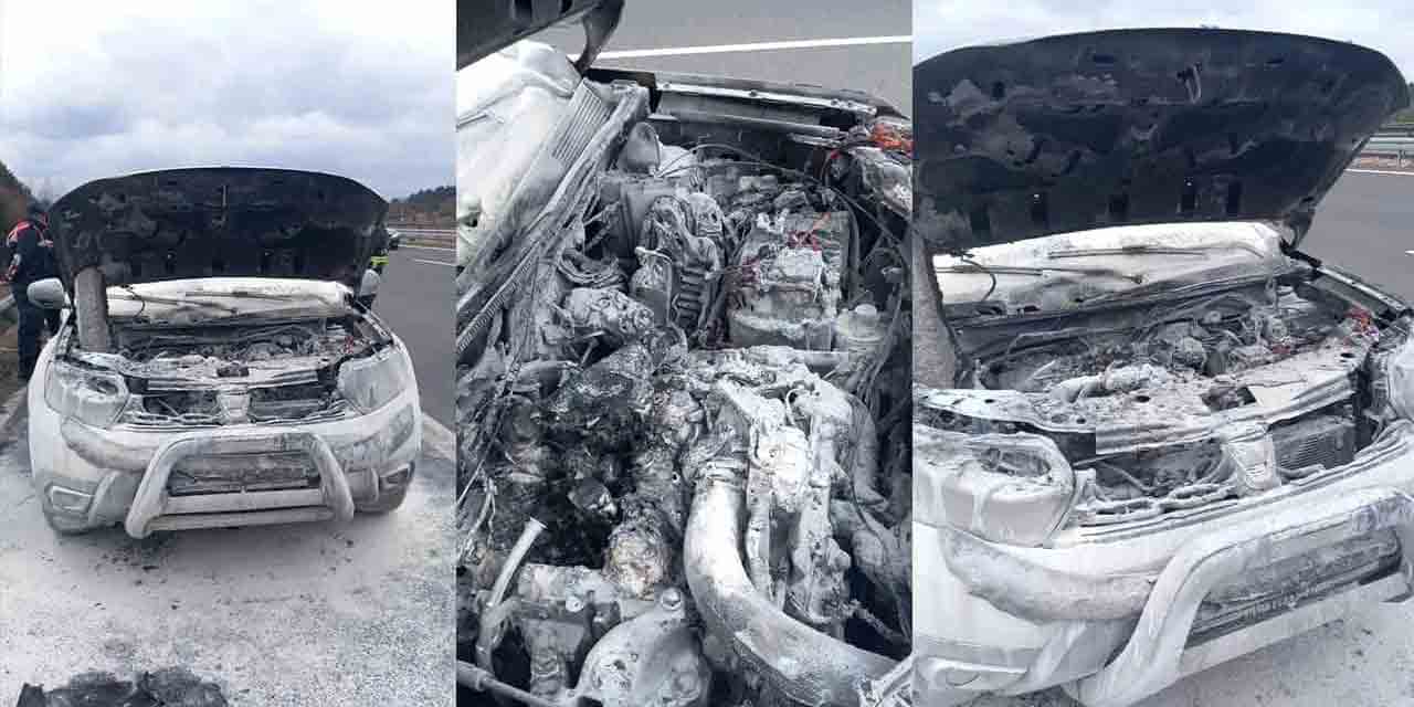 Otoyolda birden alev aldı