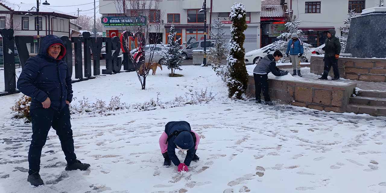 Seyitgazi'de kar sevinci