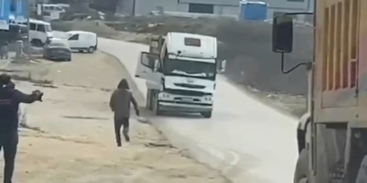 Freni boşalan kamyon faciadan döndü