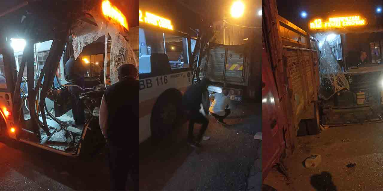 Eskişehir’de belediye otobüsü kamyona çarptı!