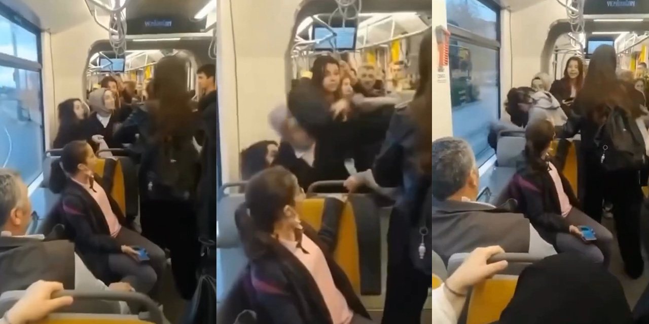 Eskişehir’de tramvayda kız öğrenciler birbirlerine girdi!