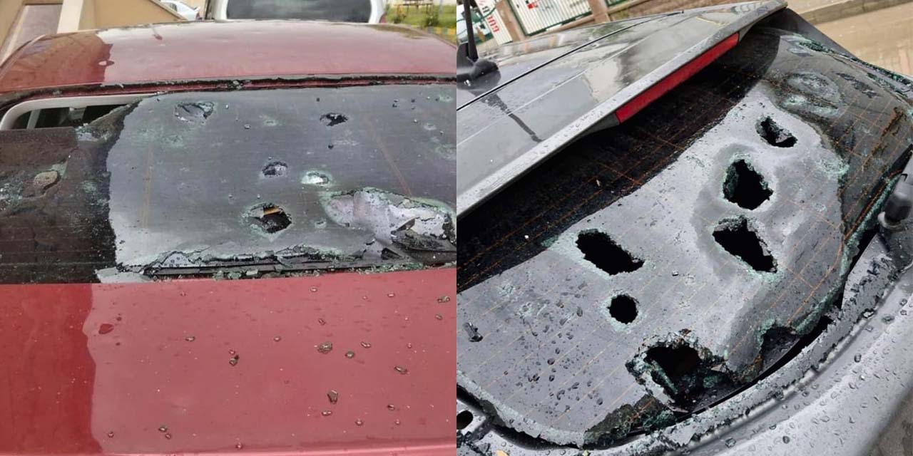 Eskişehir’de araçlar dolu yağışında delik deşik oldu!