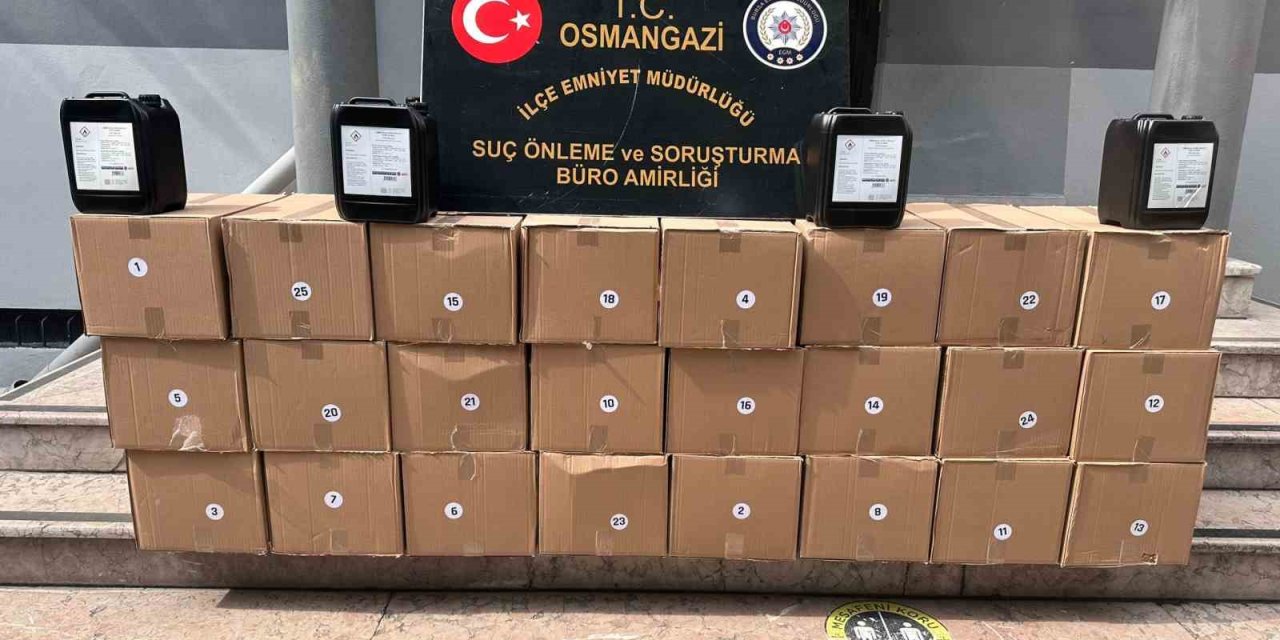 Bursa’da kaçak alkol operasyonu : 500 litre etil alkol şüpheliyle yakalandı