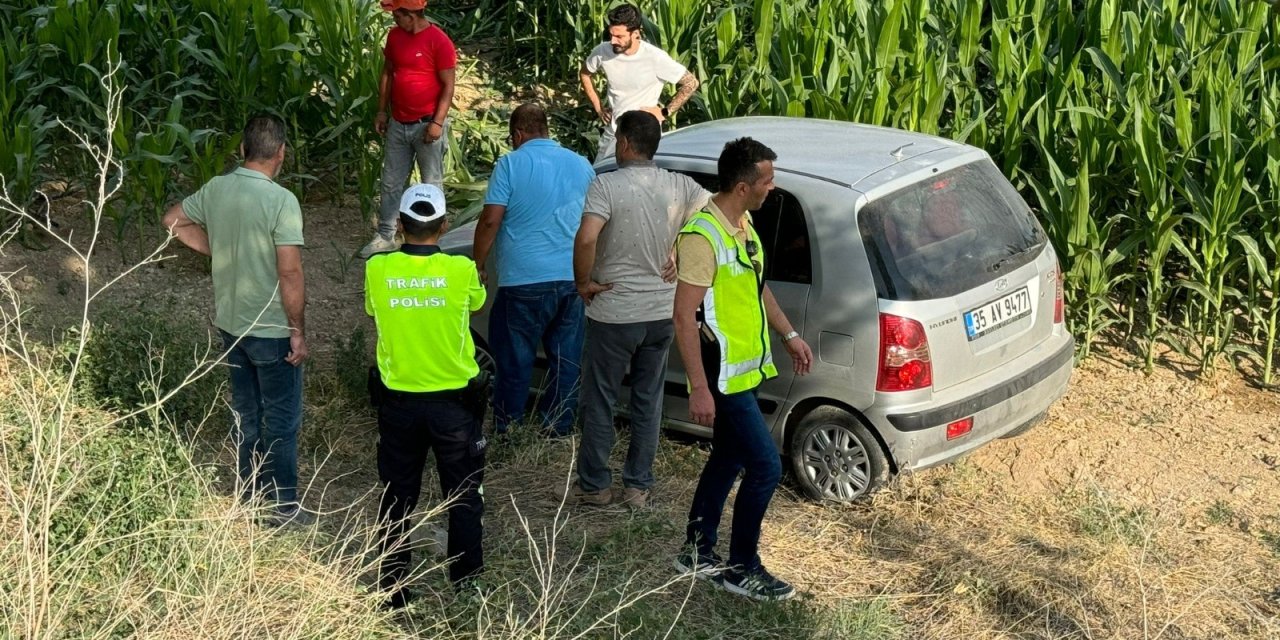 Şarampole uçan araçta 2 kişi yaralandı