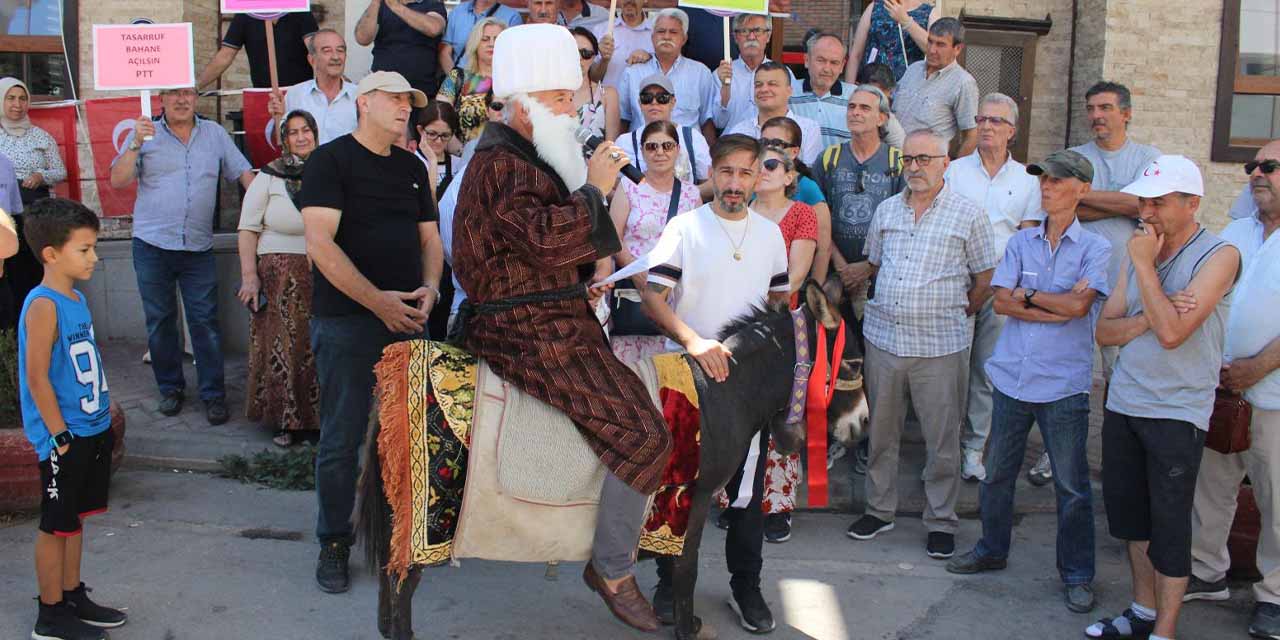 Eskişehir'de eşekli PTT protestosu