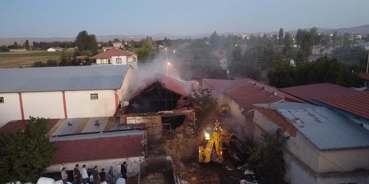 Besihanede çıkan yangında 5 büyük hayvan telef oldu