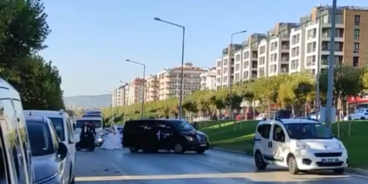 Bursa'da düğün konvoyu diğer araçlara geçit vermedi