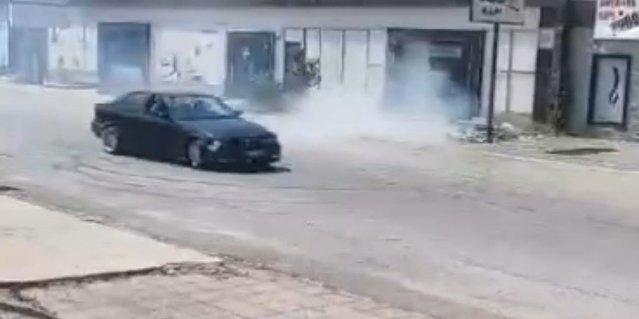 Dakikalarca drift atan maganda işyeri sahiplerini çileden çıkardı