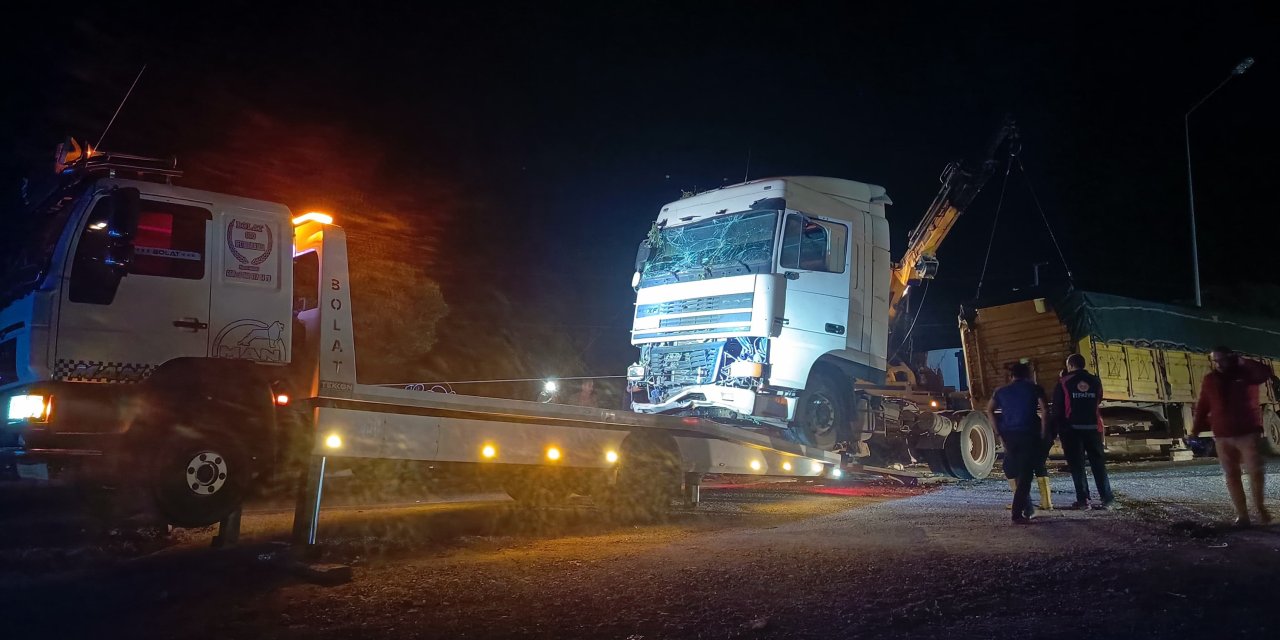 Kontrolden çıkan tır orta refüje girdi!