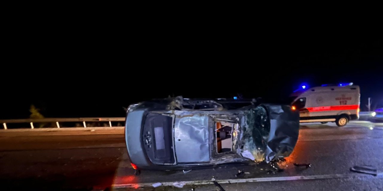 Direksiyon hakimiyetini kaybeden sürücü takla attı