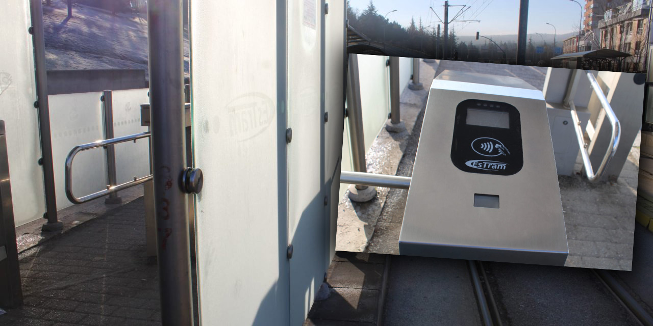 Eskişehir'de tramvay duraklarında turnike çilesi