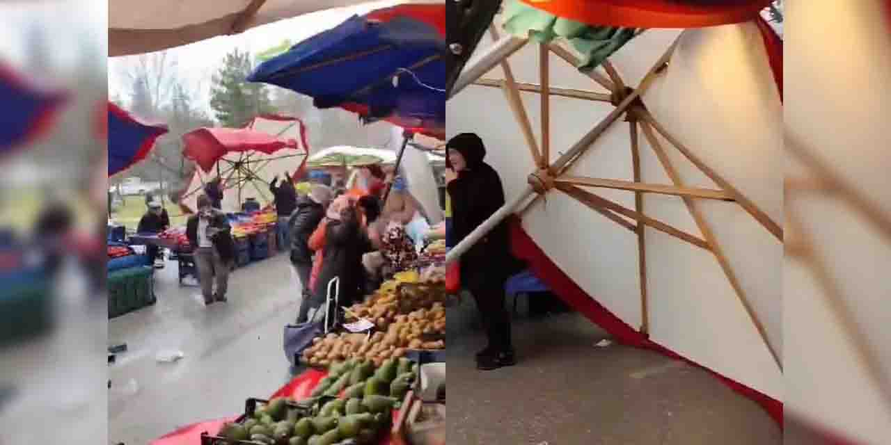 Eskişehir'de fırtına pazarcı esnafını çileden çıkardı! Kapalı pazar yeri sorunu gündeme geldi