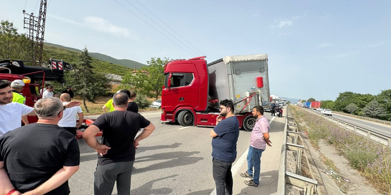 Tır sürücüsünü arı soktu: Trafik saatlerce felç oldu