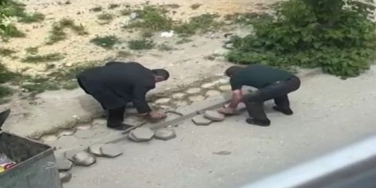 Eskişehir'de köyüne götürmek için kaldırım taşlarını söktü!