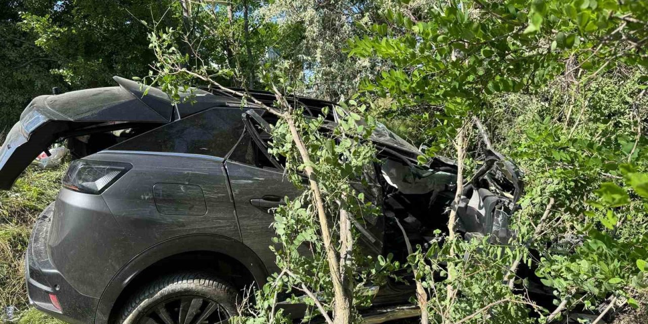 Kontrolden çıkarak ağaçlık alana giren otomobilde 3 kişi yaralandı