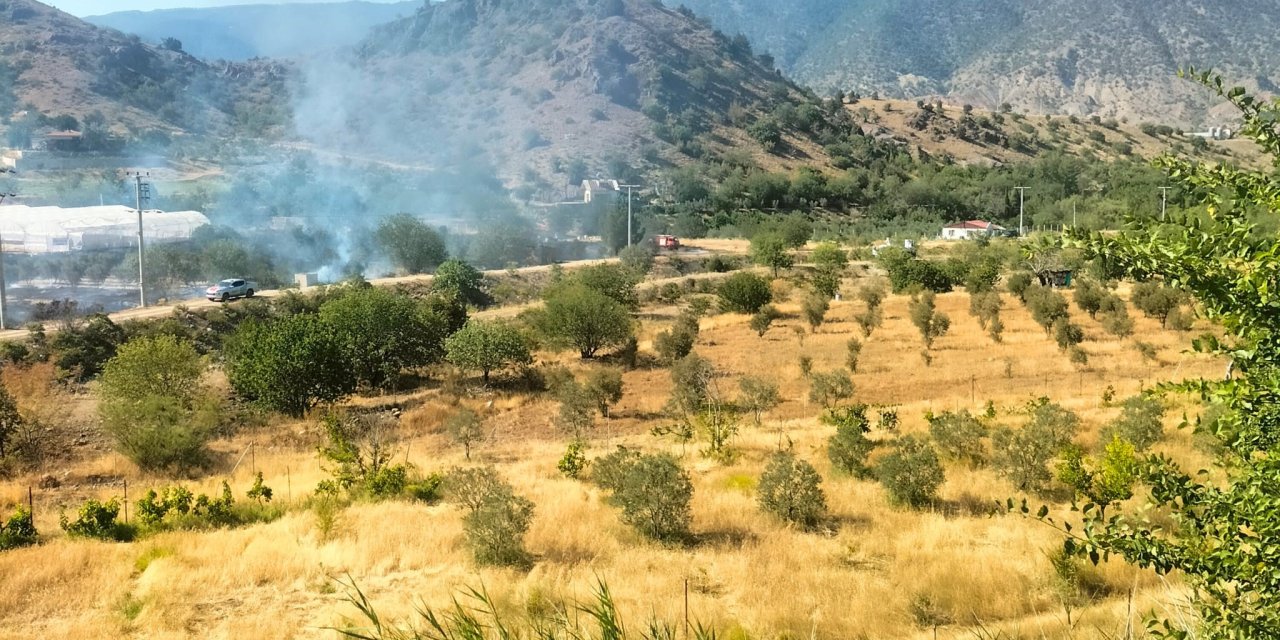 Sarıcakaya'da otluk alanda yangın