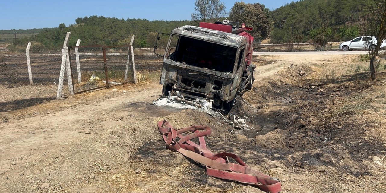 Yangında kül olan itfaiye aracı bulundu