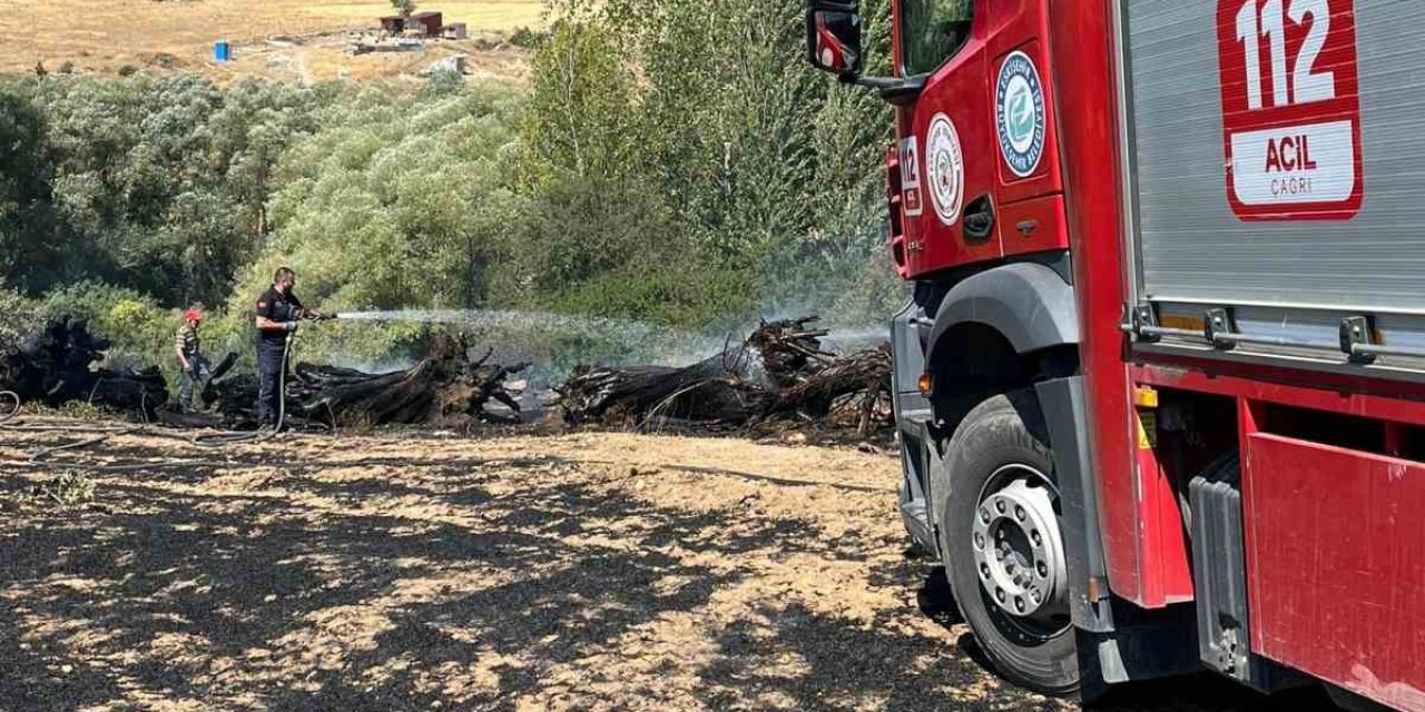 Ekin yangınına itfaiye ekipleri müdahale etti