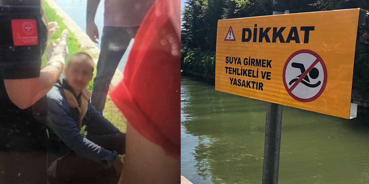 Eskişehir’de Porsuk Çayı’na giren gence zabıta müdahale etti