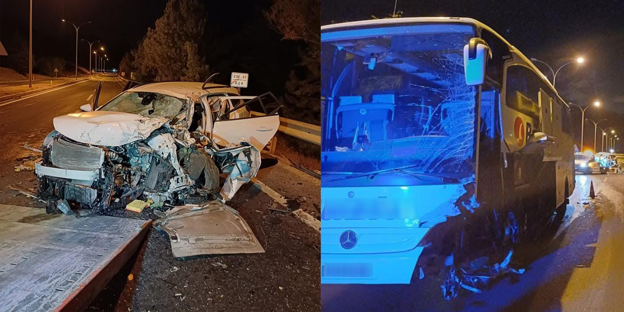 Eskişehir'de yolcu otobüsü ile otomobil çarpıştı