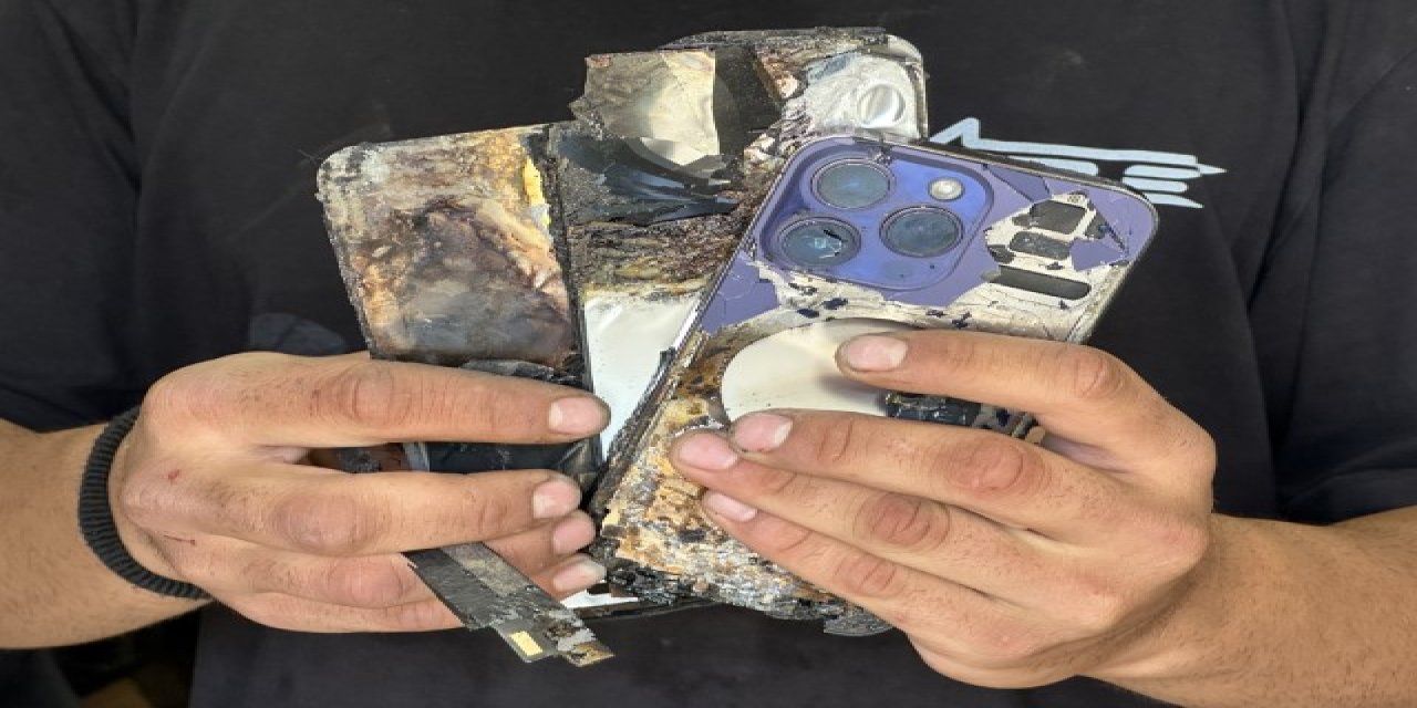 Binlerce liralık cep telefonu alev topuna döndü