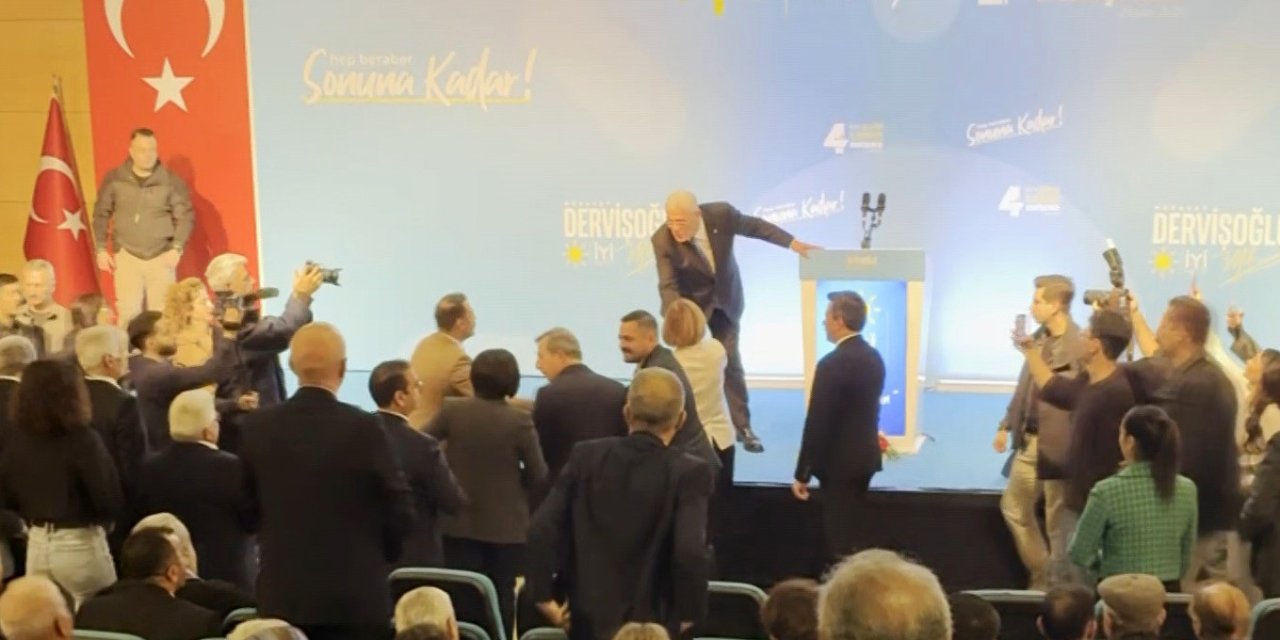 İYİ Parti lideri Dervişoğlu’nun sözleri üzerine Ünlüce salonu terk etti