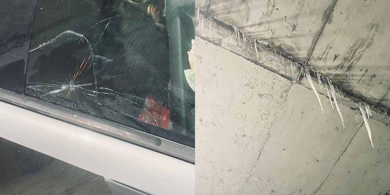 Eskişehir’de buz sarkıtı otomobilin üzerine düştü!