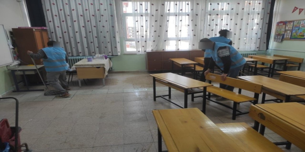 İnönü'de okullarda temizlik çalışmaları gerçekleşti