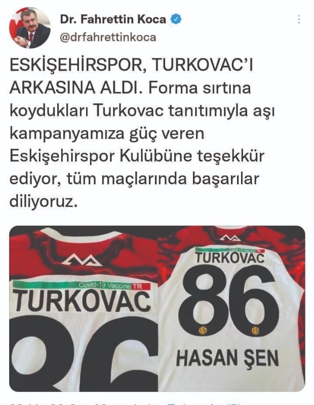 SAĞLIK BAKANI KOCADAN  ESKİŞEHİRSPORA TEŞEKKÜR
