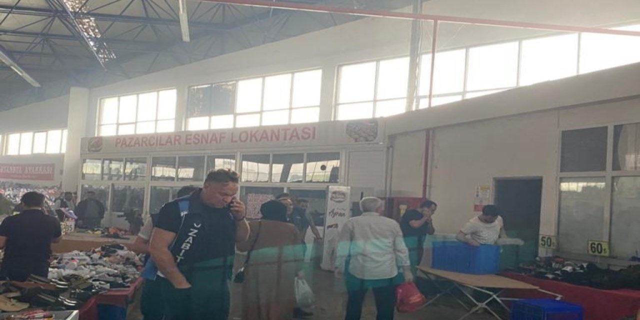 Pazar yerinde yangın paniği, bir anda ortalık karıştı