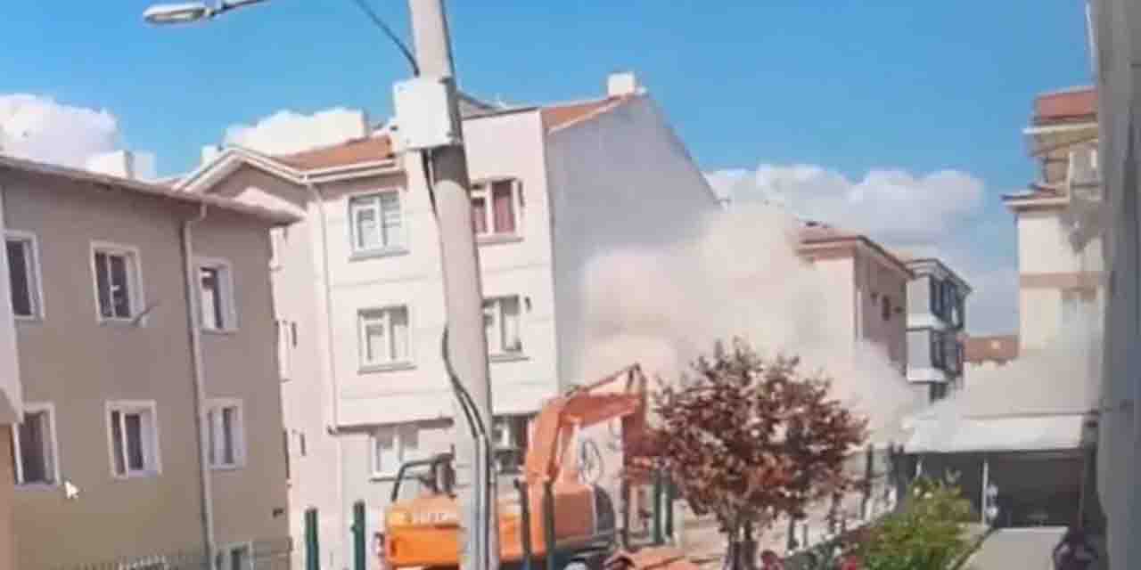 Eskişehir'de o bina işte böyle çöktü (Video haber)
