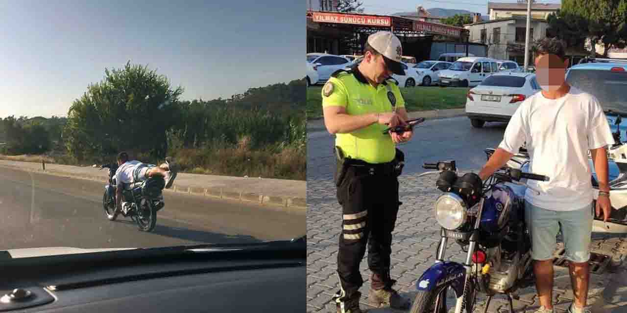 Motosikletli hem canını tehlikeye attı, hem de cezayı yedi