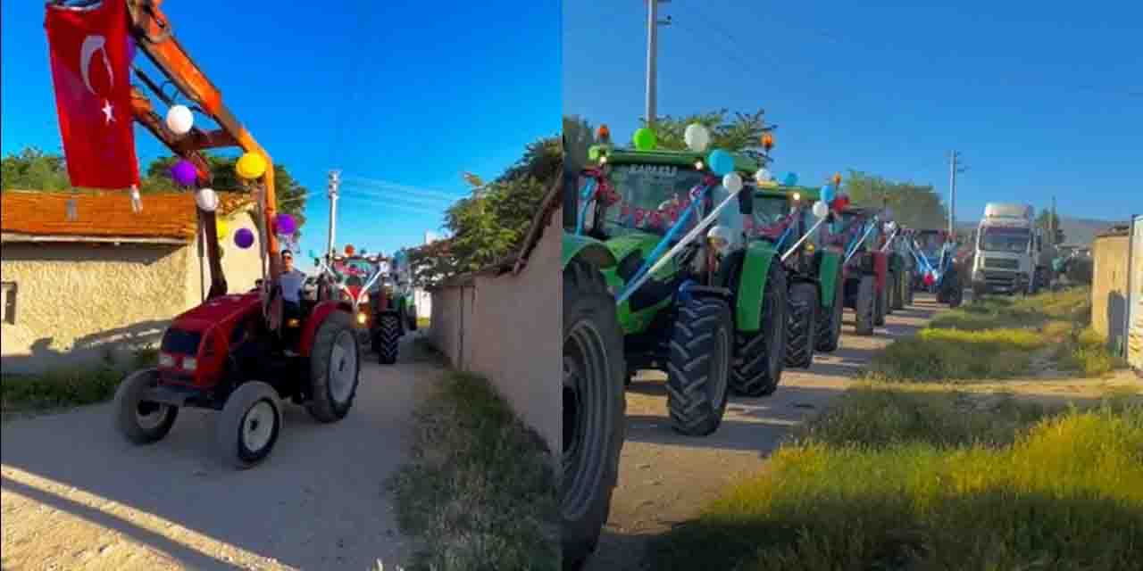 Eskişehir'de 15 traktörlü renkli konvoy
