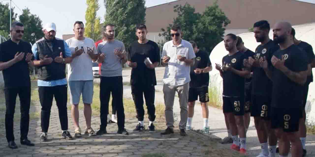 Antrenman öncesinde kurban kestiler