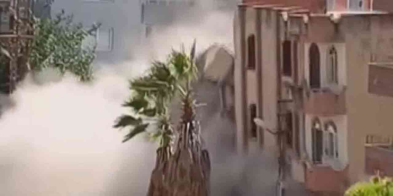 Hatay'da yıkılan bina panik yarattı!